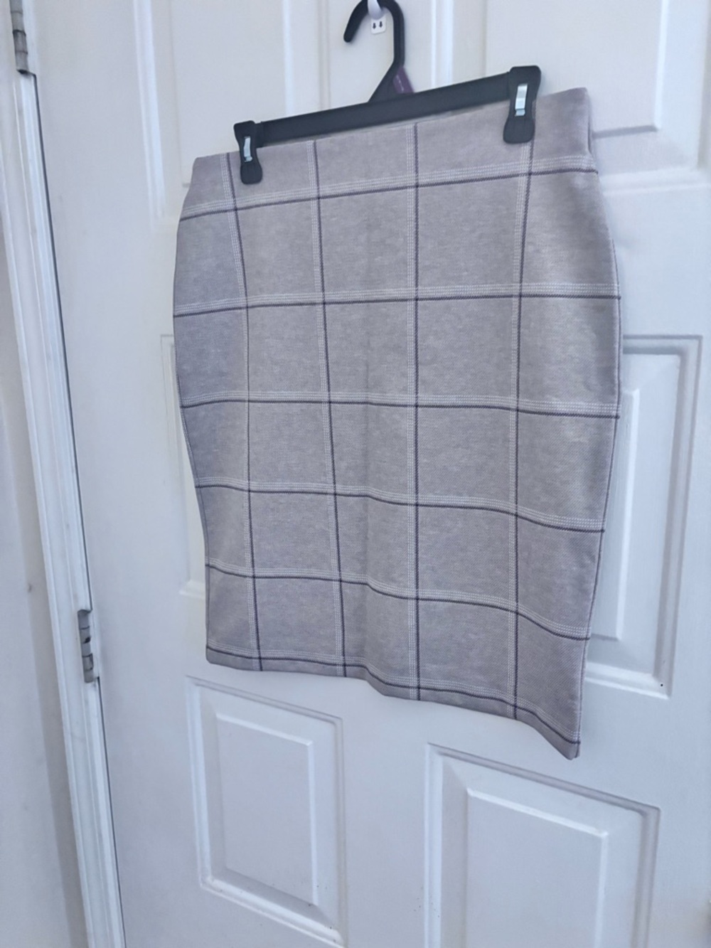Ann Taylor Factory Tan Windowpane Pencil Skirt